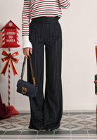 SANTAS Pantalone elegante POUVOIR blu da donna con micro gessatura verticale PV2626 BL SANTAS 