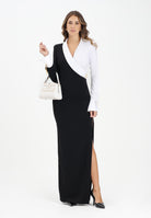 ELISABETTA FRANCHI Abito lungo nero e bianco da donna con dettagli camicia ABR0557E2 222 ELISABETTA FRANCHI 