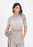 SIMONA CORSELLINI Maglioncino girocollo da donna in filato sfumato grigio e beige con fili lurex A25CPMGO0401-C00194 V0703 SIMONA CORSELLINI 