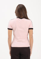 ADIDAS ORIGINALS T-shirt a manica corta 3 STRIPES SLIM rosa e marrone da donna KC9016 . ADIDAS ORIGINALS 