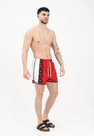 DSQUARED2 Shorts mare rosso da uomo con logo e inserti blu e bianchi D7B636220 618 DSQUARED2 