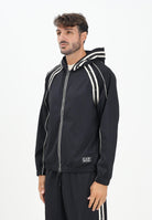 EA7 Felpa con zip nera da uomo arricchita da bande con dettagli logo 7M000958AF17160 UC001 EA7 
