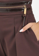 ELISABETTA FRANCHI Shorts marrone da donna con fascia craquelé SH01256E2 EA3 ELISABETTA FRANCHI 