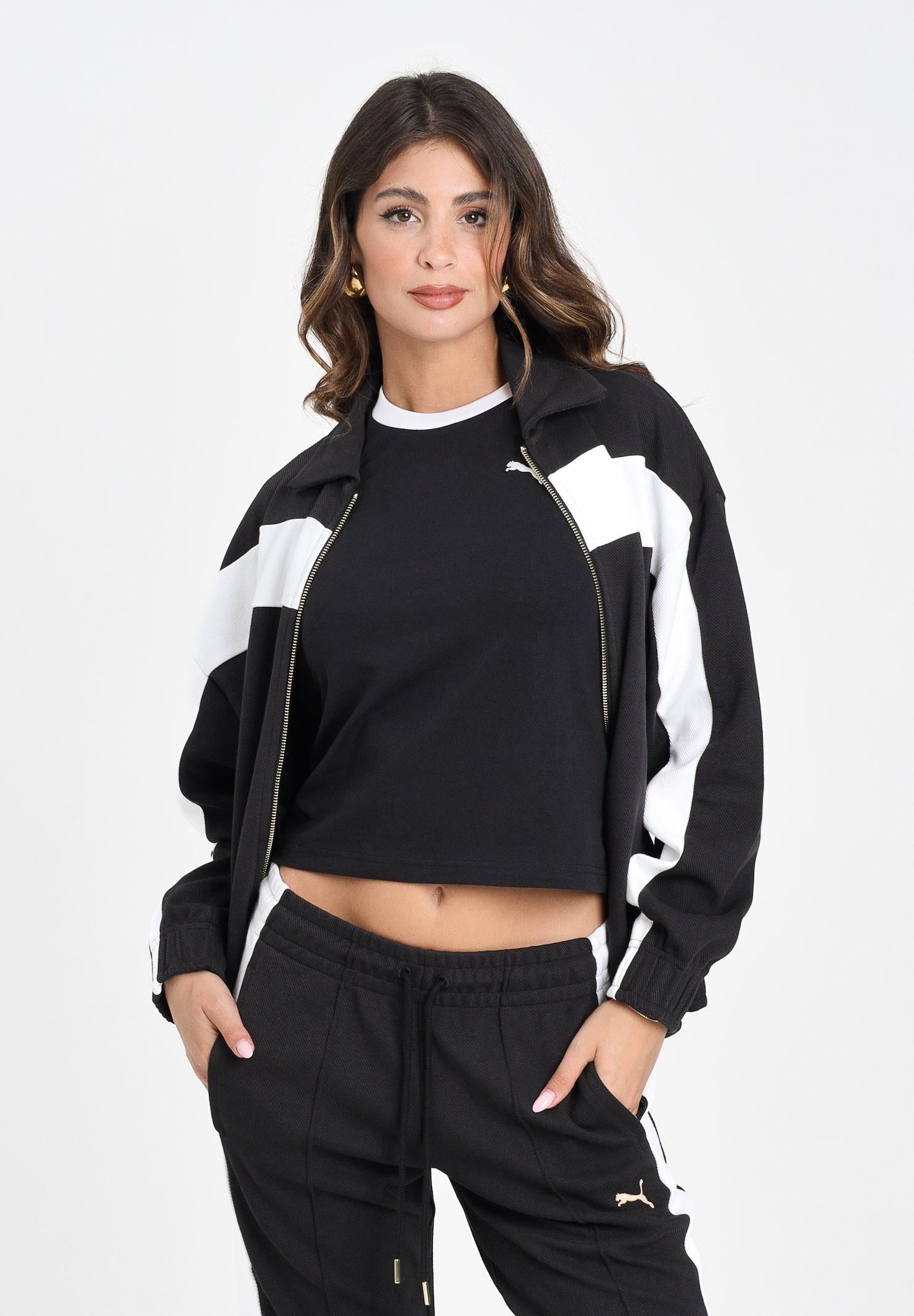 PUMA Felpa con zip T7 nera da donna 632137 01 PUMA 