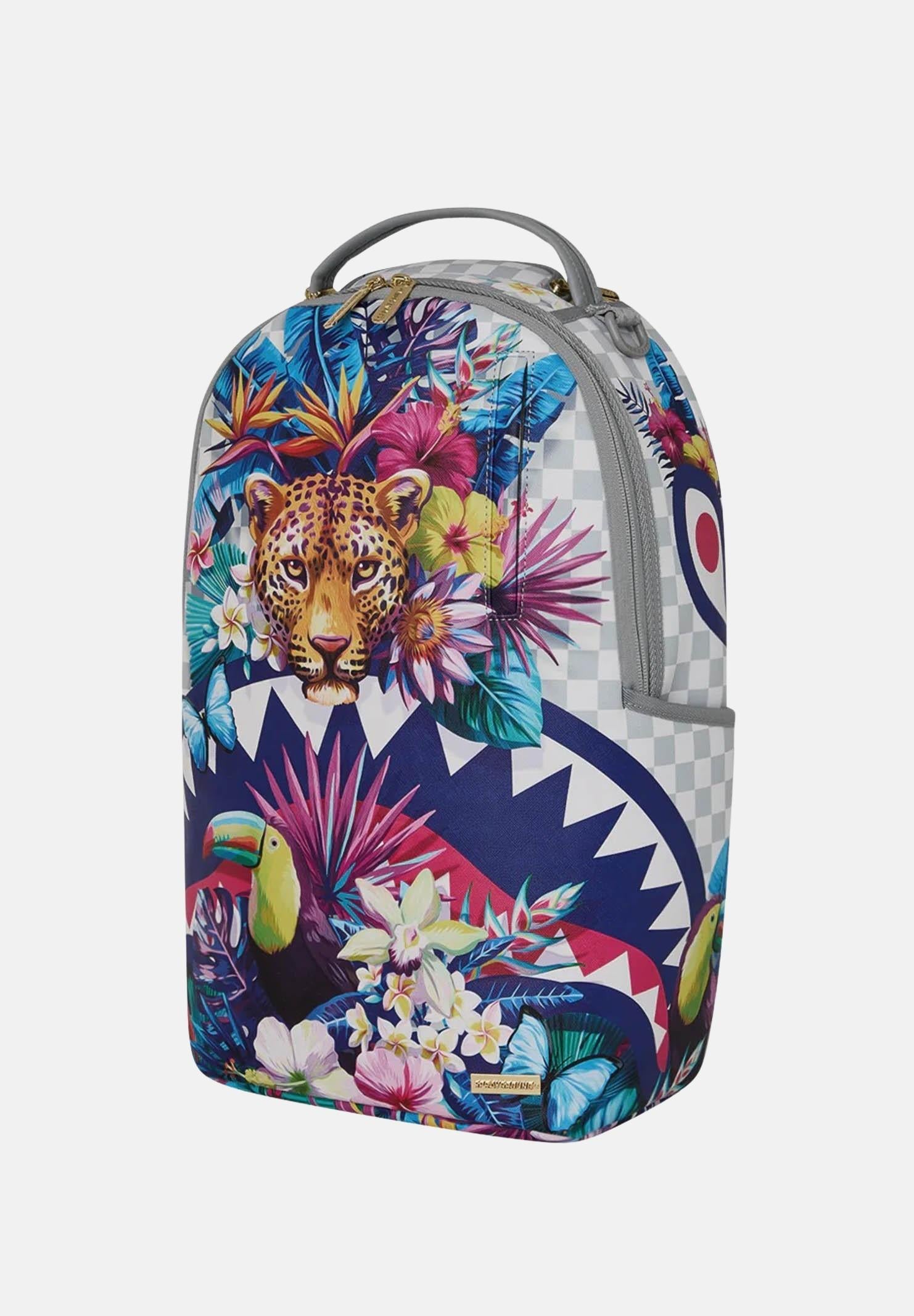 SPRAYGROUND Zaino Flowering Jungle Shark bianco e grigio per uomo e donna 910B8625NSZ . SPRAYGROUND 