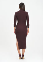 ELISABETTA FRANCHI Abito midi bordeaux da donna in maglia a costine con taschino AM23B56E2 EA4 ELISABETTA FRANCHI 