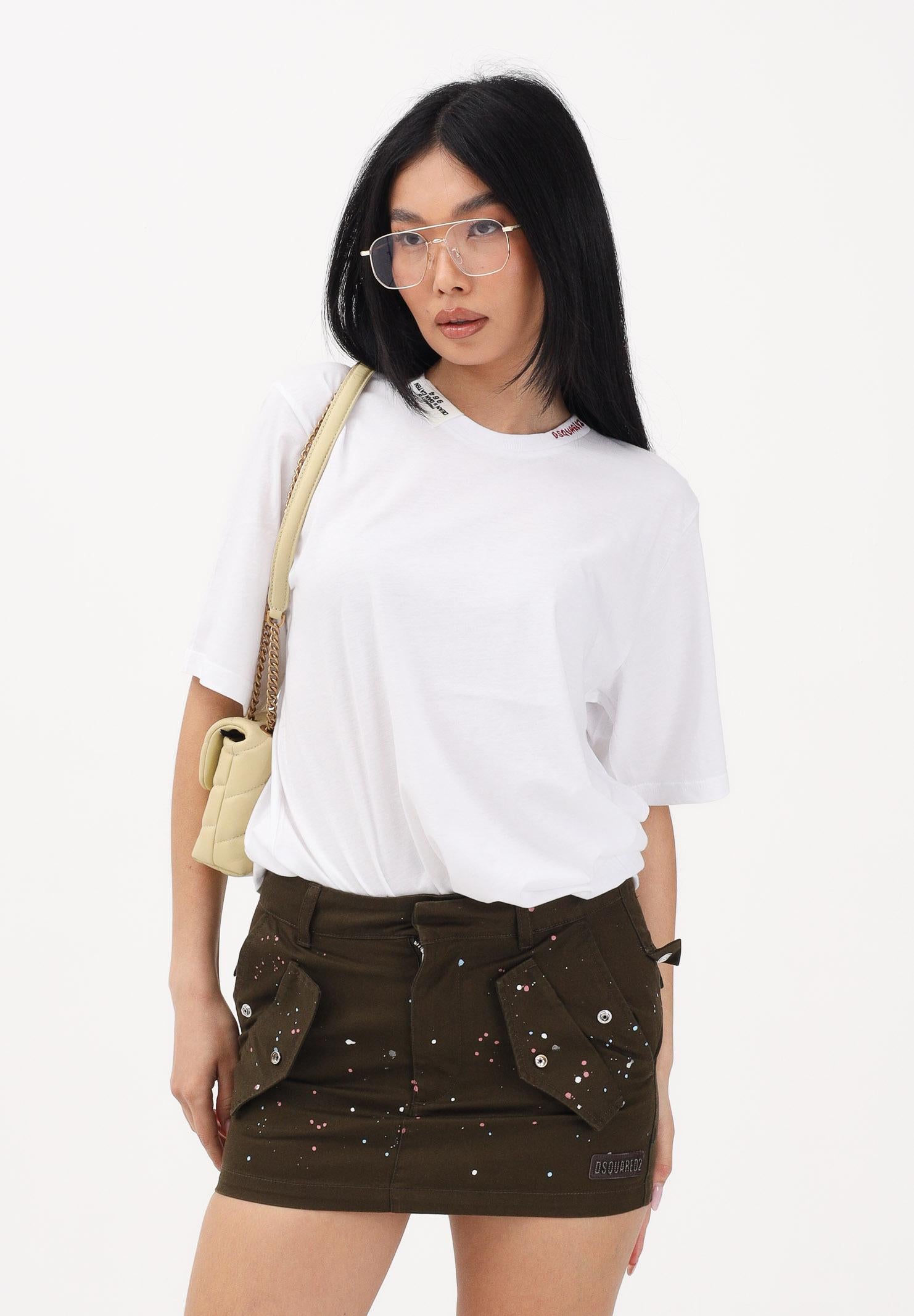 DSQUARED2 T-shirt a manica corta bianca per donna, ragazzi e bambini con logo al collo DQ3161D0AGP DQ100 DSQUARED2 