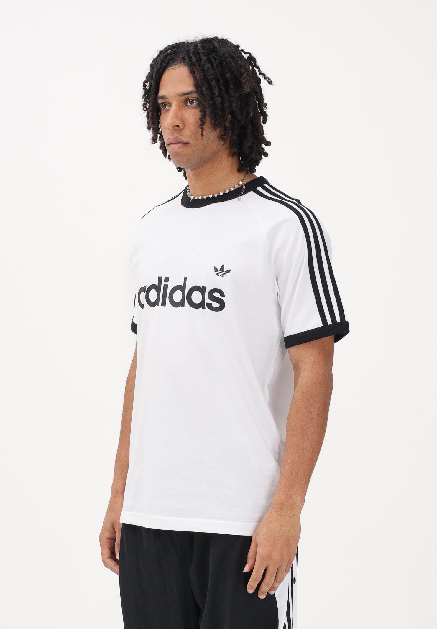 ADIDAS ORIGINALS T-shirt a manica corta 3-STRIPES SLIM RINGER bianca da uomo KF0418 . ADIDAS ORIGINALS 