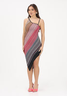 AKEP Abito midi asimmetrico multicolore da donna con lavorazione a righe VSKD13293 V1 AKEP 