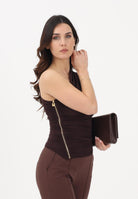 ELISABETTA FRANCHI Top elegante cacao da donna con zip laterale CN00962E2 644 ELISABETTA FRANCHI 