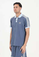 ADIDAS ORIGINALS Polo a manica corta WAFFLE KNIT blu soft da uomo KX1230 . ADIDAS ORIGINALS 