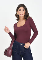ONLY T-shirt a manica lunga bordeaux da donna 15302647 Winetasting ONLY 
