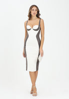 ELISABETTA FRANCHI Abito midi panna da donna con dettagli pitone AB83857E2 EP5 ELISABETTA FRANCHI 