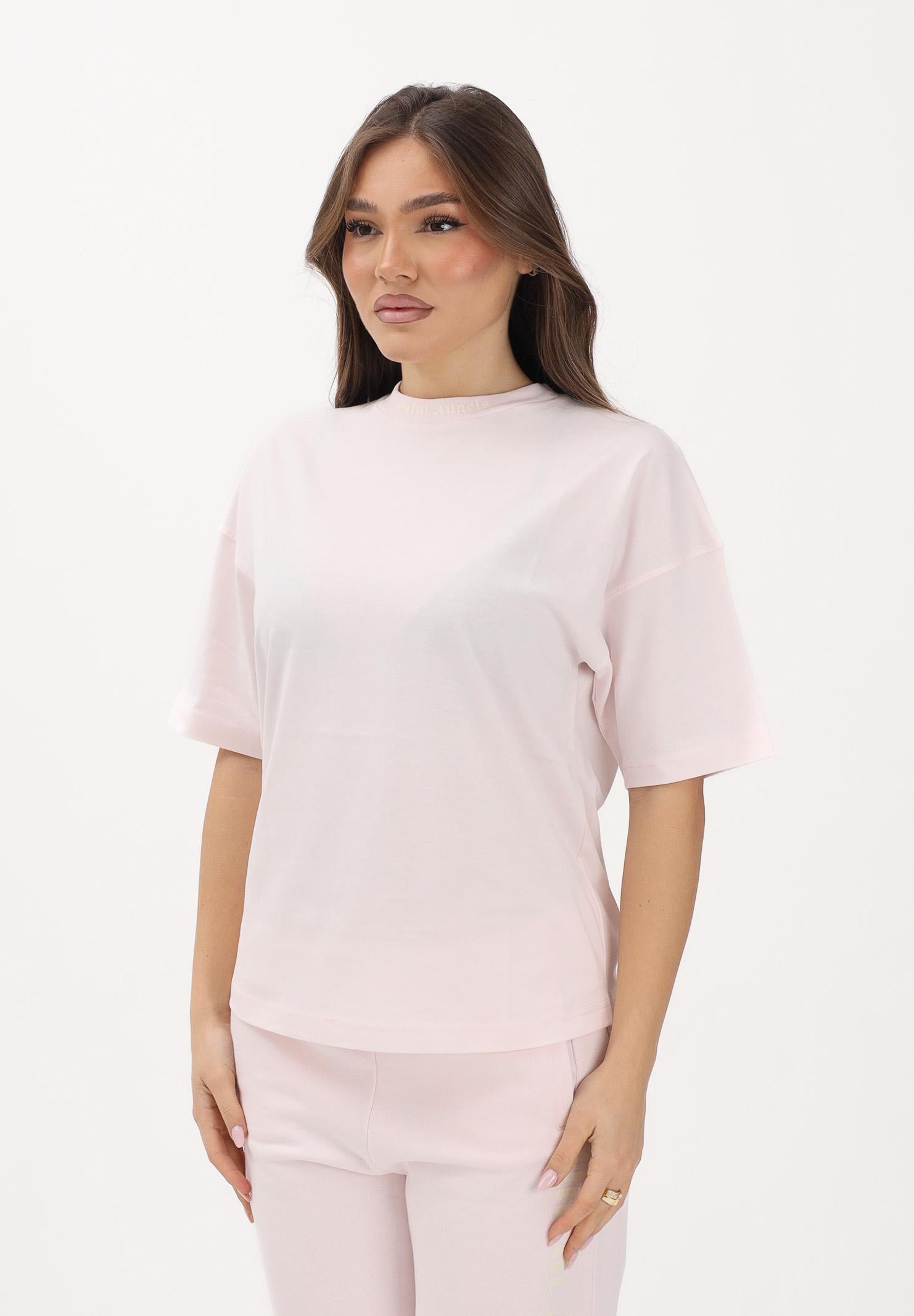 PALM ANGELS T-shirt a manica corta rosa per donna, ragazze e bambine con logo PGAA001S26JER001 042 PALM ANGELS 