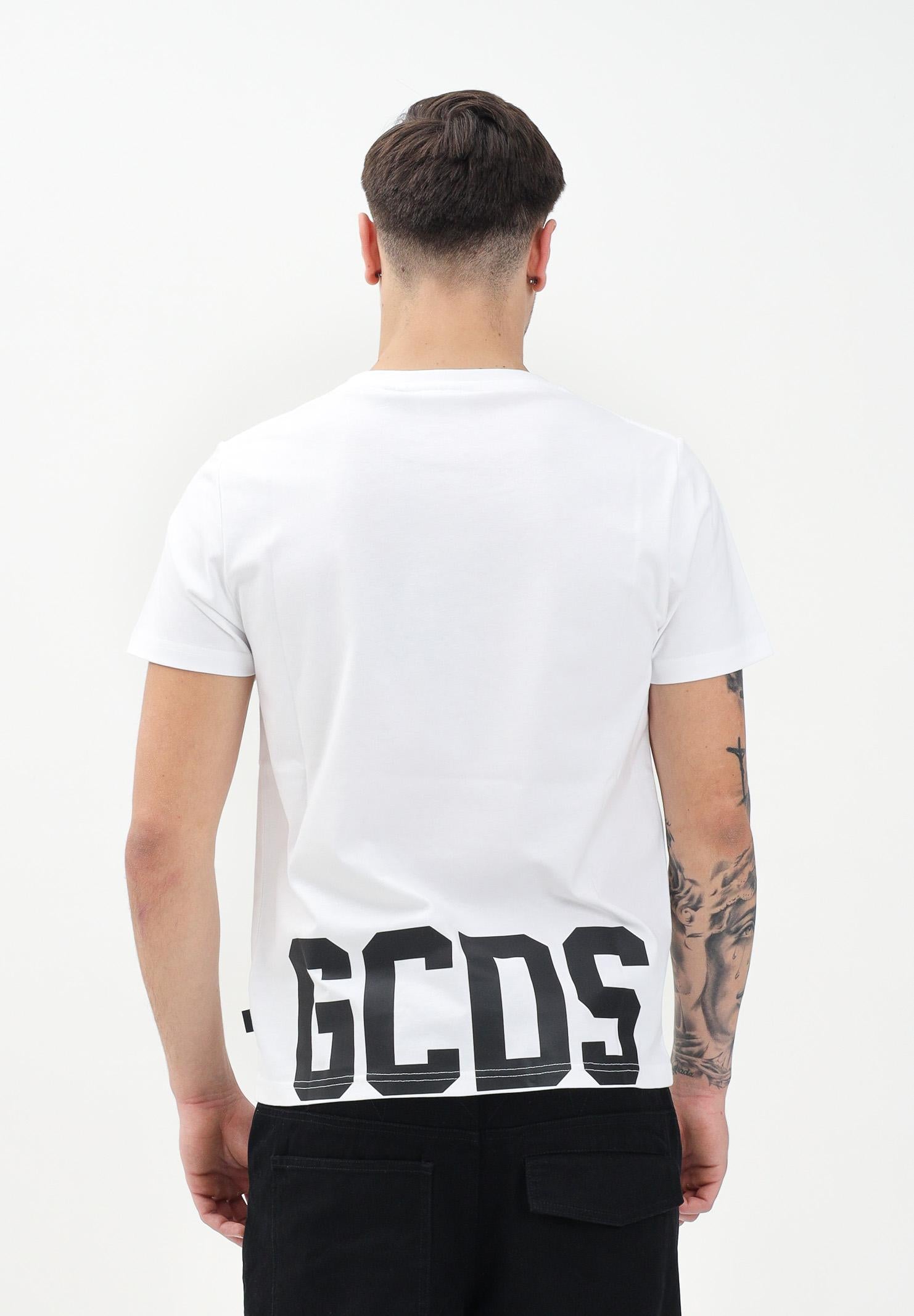 GCDS T-shirt a manica corta bianca per uomo e donna con logo sul retro Z0MLQC101J023 100B GCDS 