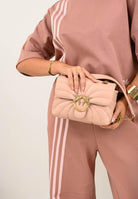 PINKO Borsa a tracolla Mini Love Bag Puff rosa da donna in nappa con trapuntatura Butterfly 100039A1EX O81Q PINKO 