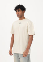 MARCELO BURLON COUNTY OF MILAN T-shirt a manica corta beige da uomo con stampa logo S6CMMATH096 412 MARCELO BURLON COUNTY OF MILAN 