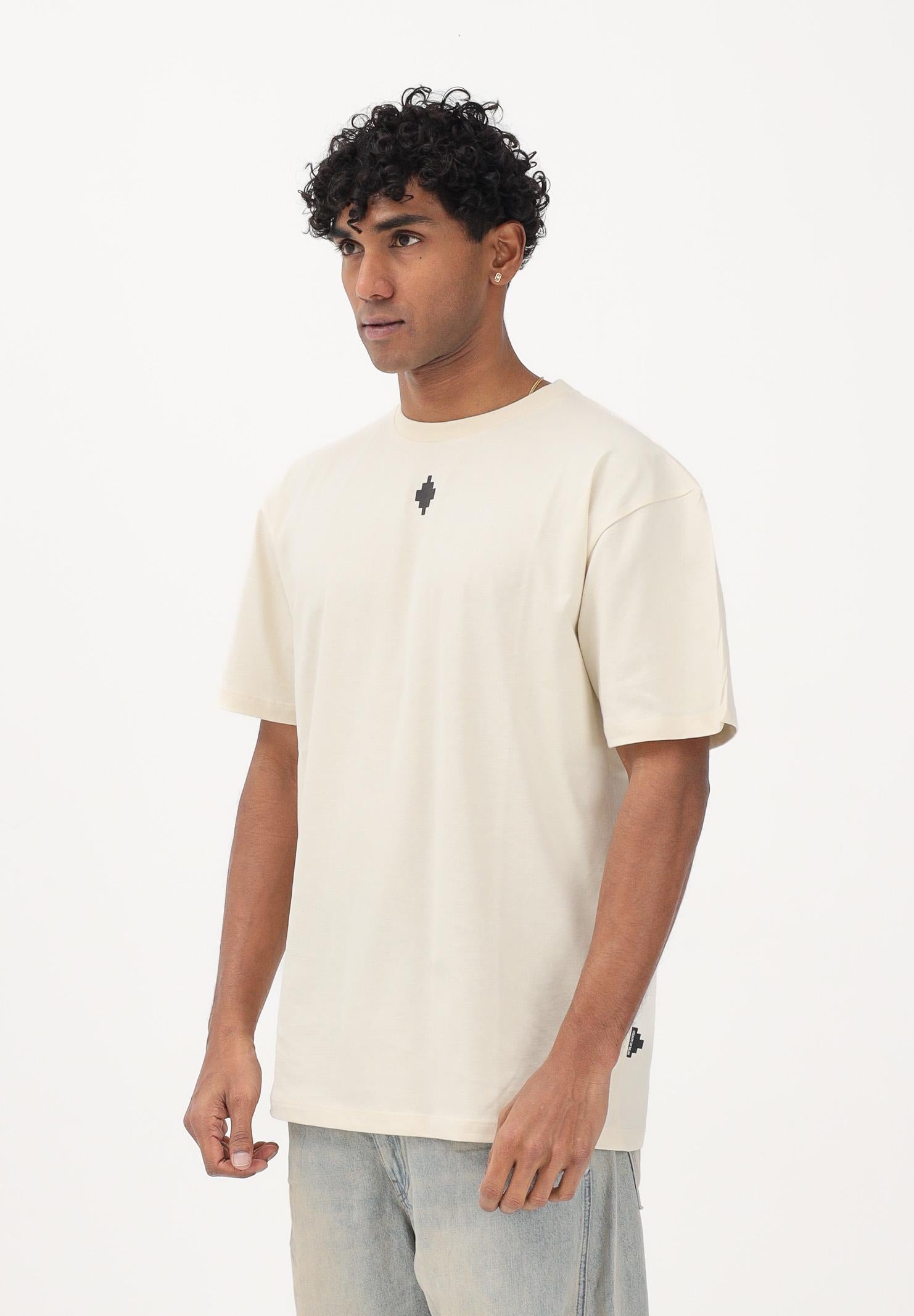 MARCELO BURLON COUNTY OF MILAN T-shirt a manica corta beige da uomo con stampa logo S6CMMATH096 412 MARCELO BURLON COUNTY OF MILAN 