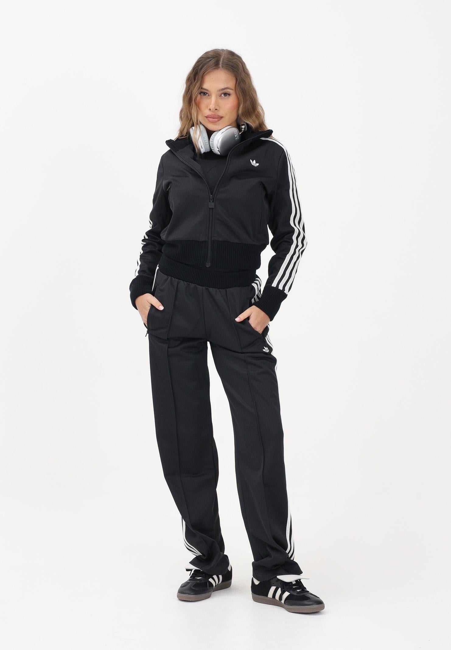 ADIDAS ORIGINALS Pantalone sportivo Firebird nero da donna con dettagli in maglia all'uncinetto KD5443 . ADIDAS ORIGINALS 