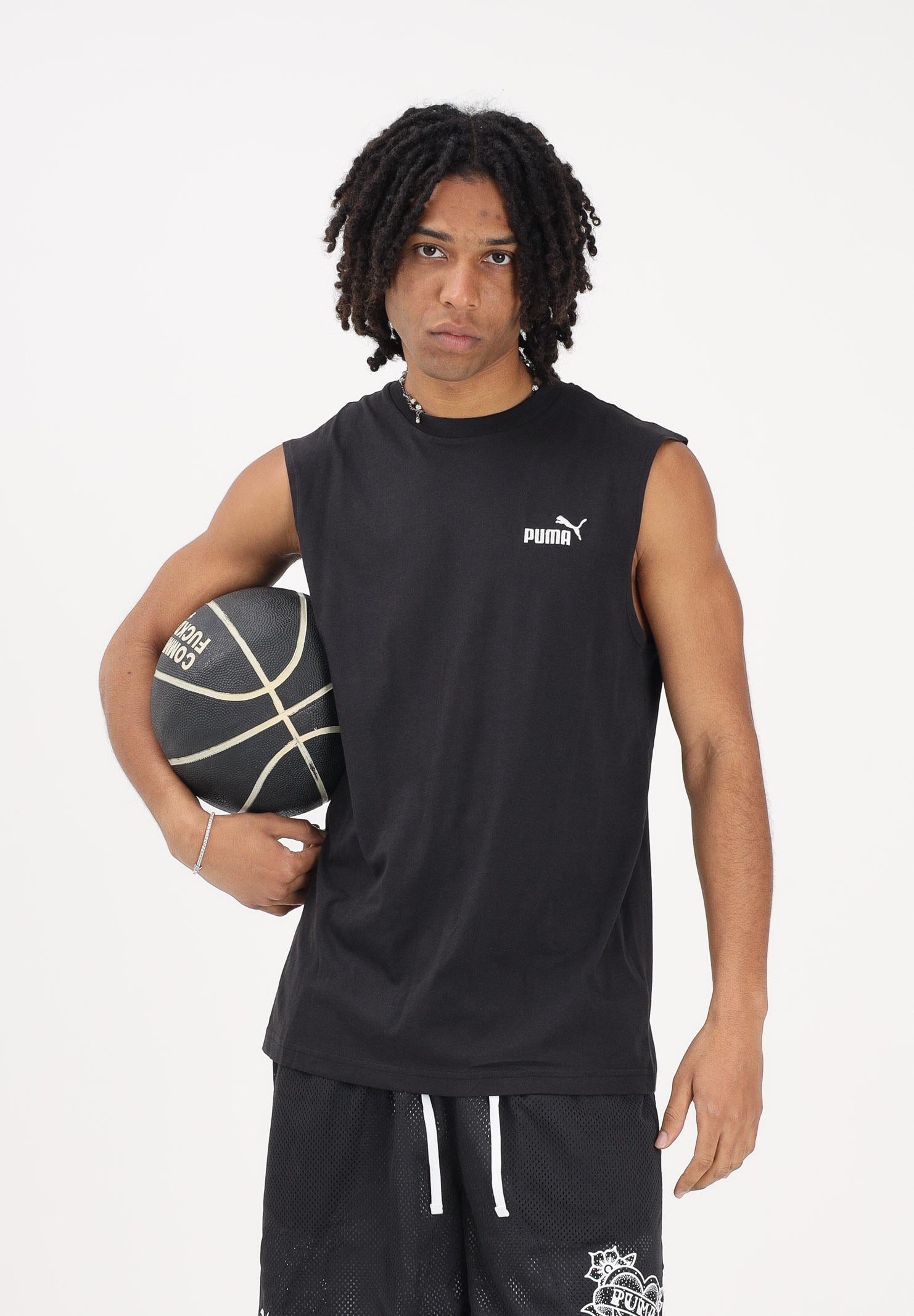 PUMA T-shirt senza maniche Essentials nera da uomo 682626 01 PUMA 