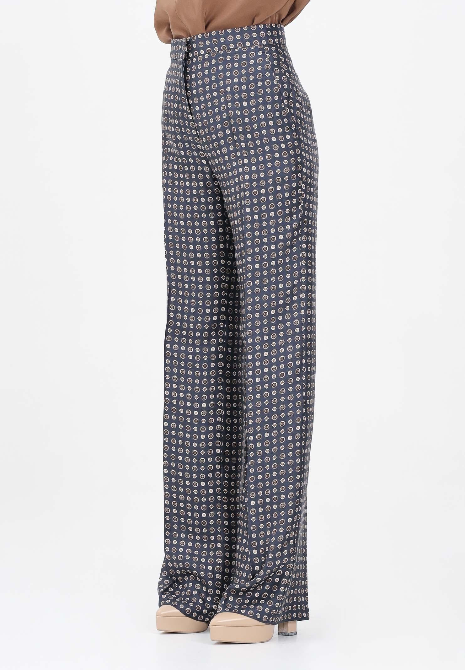 MAX MARA Pantalone Fauna Blu Donna in Seta Stampata