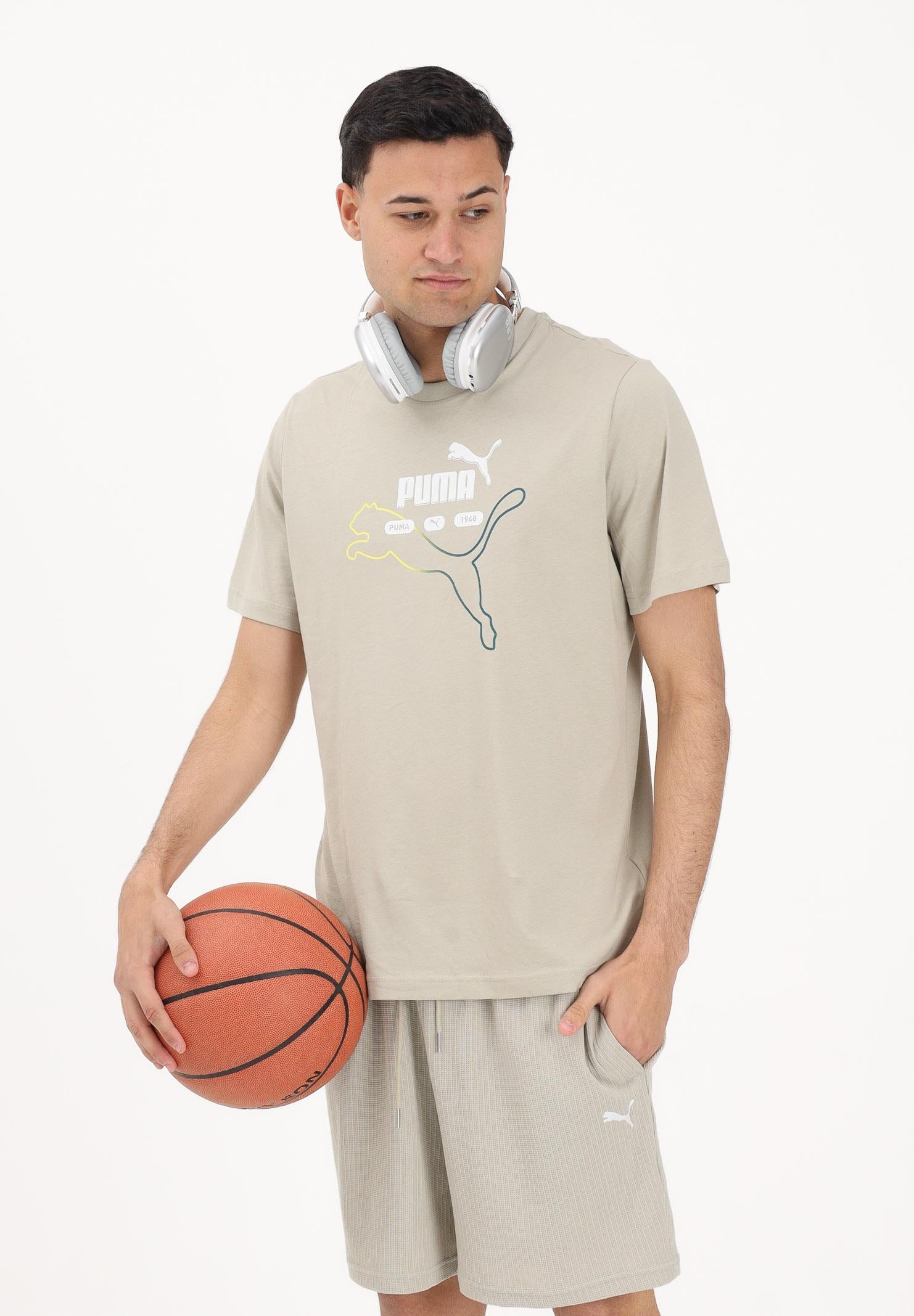 PUMA T-shirt a manica corta Graphic "Heritage Cat" beige da uomo 692031 61 PUMA 