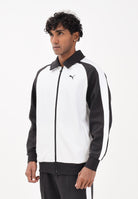 PUMA Felpa con zip T7 bianca e nera da uomo 632994 02 PUMA 