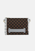 SPRAYGROUND Pochette CREAM AND BROWN TEAR CHECK CROSSOVER CLUTCH marrone e grigia per uomo e donna 910B8295NSZ . SPRAYGROUND 