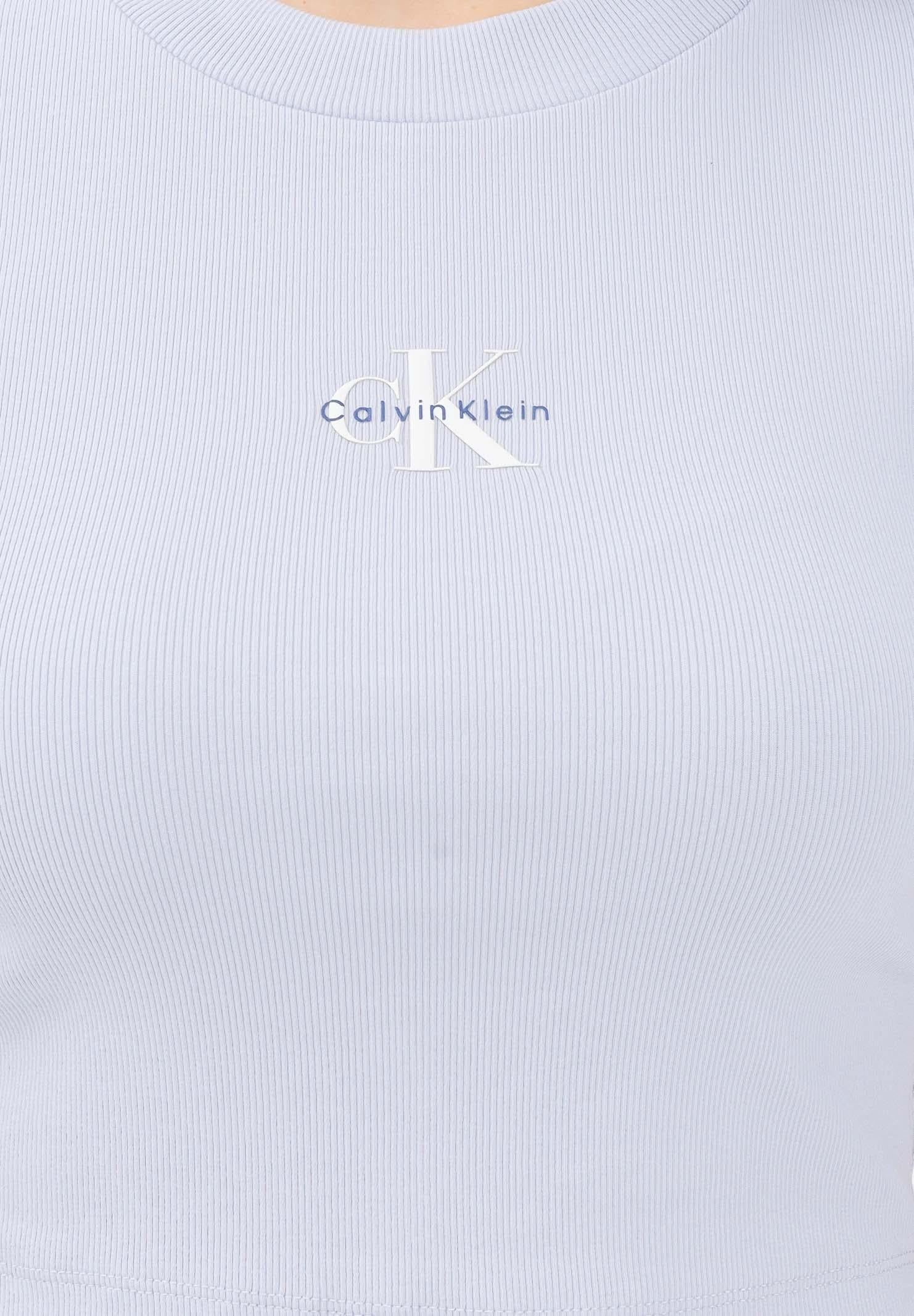 CALVIN KLEIN JEANS T-shirt a manica corta celeste da donna con logo LV047AB802TKF . CALVIN KLEIN JEANS 