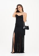 ELISABETTA FRANCHI Abito lungo nero da donna con frange ABR3762E2 110 ELISABETTA FRANCHI 