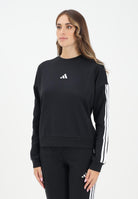 ADIDAS PERFORMANCE Felpa girocollo Essentials 3-Stripes Fleece nera da donna JE1298  ADIDAS PERFORMANCE 