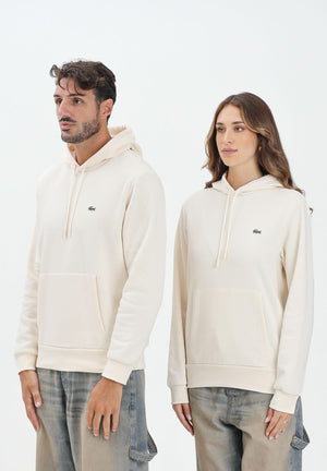 LACOSTE Felpa con cappuccio panna per uomo e donna SH9623 XFJ LACOSTE 