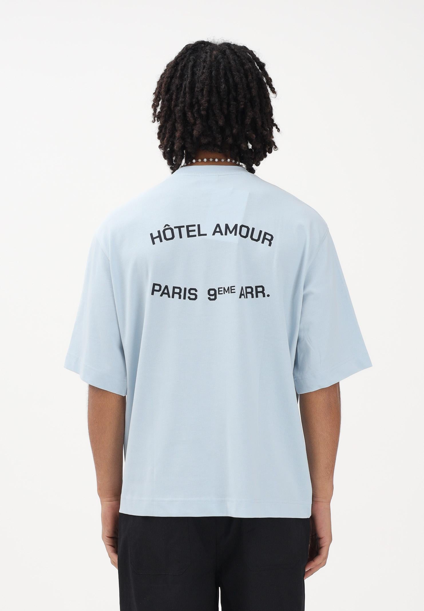 SELECTED HOMME T-shirt a manica corta celeste da uomo in collab. con l'iconico Hôtel Amour di Parigi 16100453 SK SELECTED HOMME 