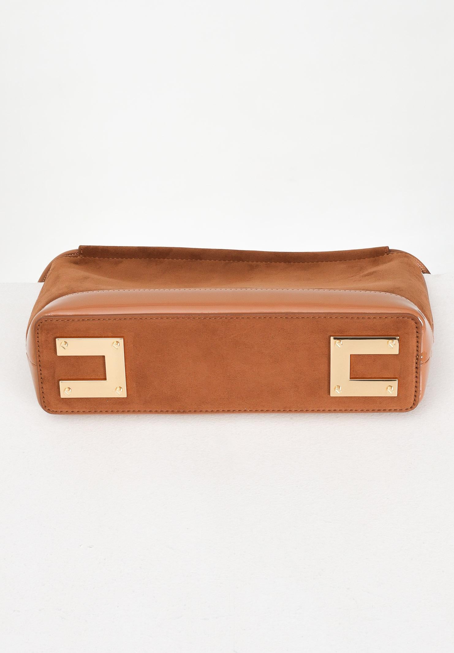 ELISABETTA FRANCHI Pochette cammello da donna realizzata in morbida pelle scamosciata BS60A57E2 EC1 ELISABETTA FRANCHI 