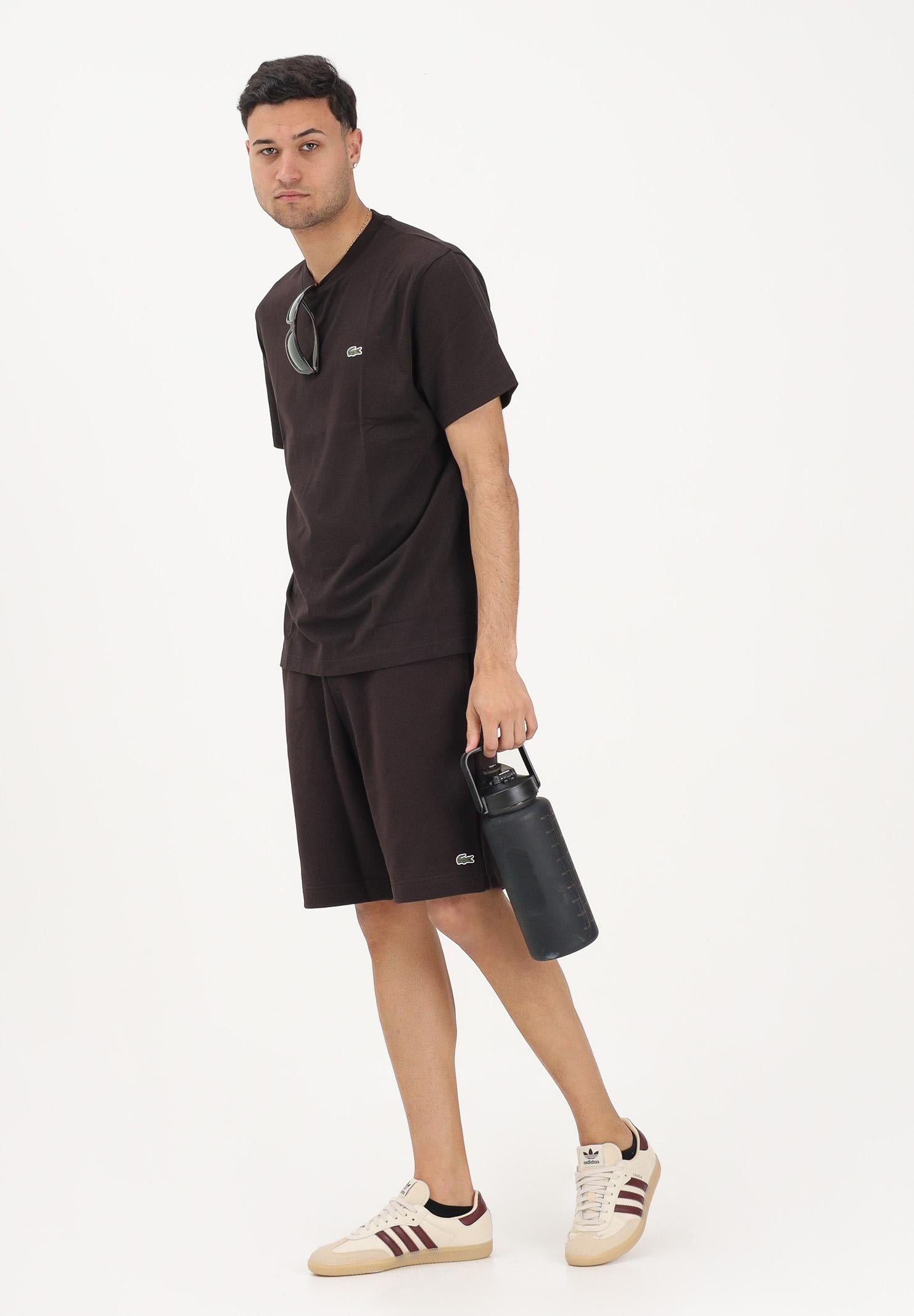 LACOSTE Shorts sportivo marrone per uomo e donna con logo GH9860 3LA LACOSTE 