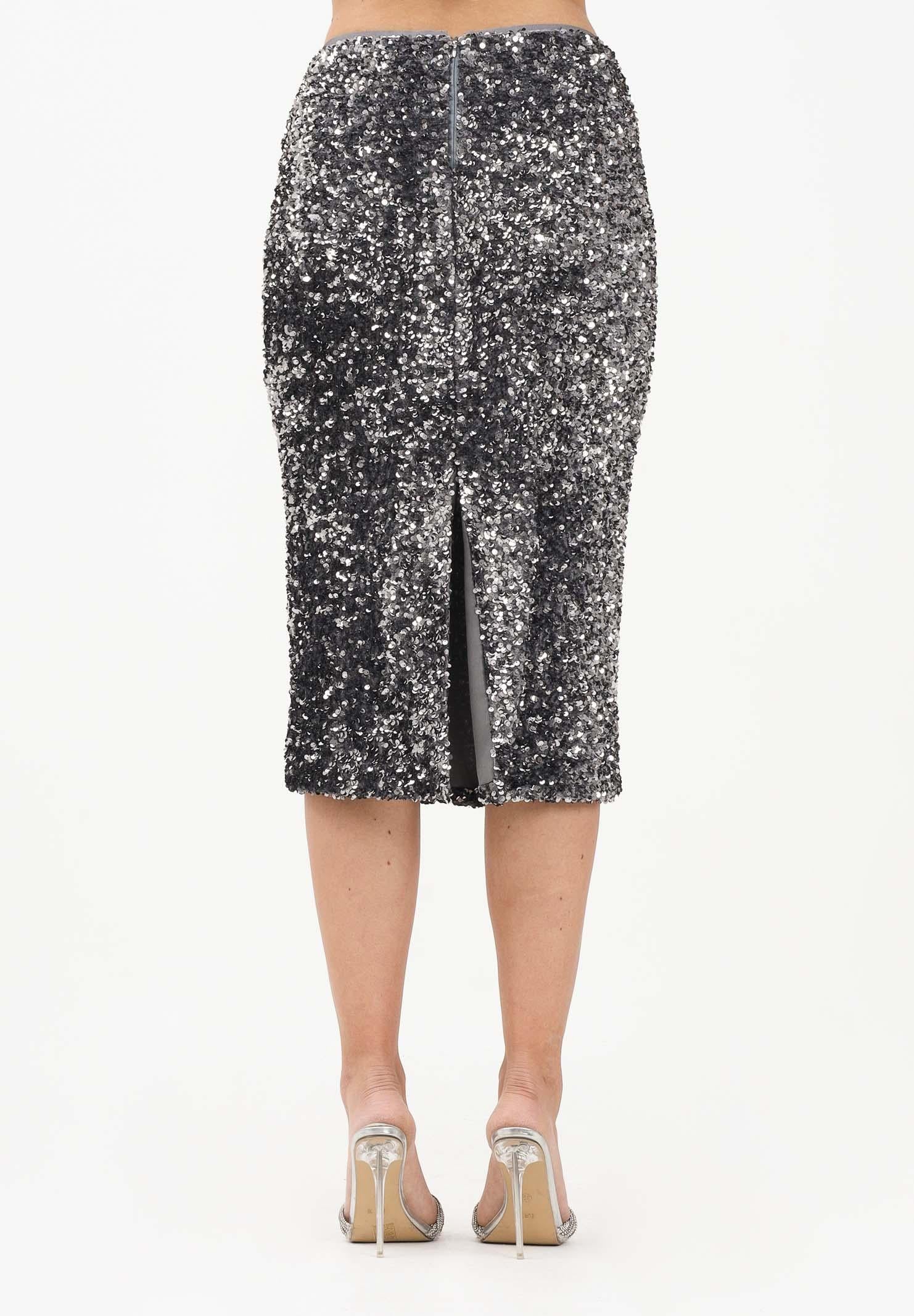 VICOLO Gonna midi a tubino grigia da donna ricoperta di paillettes TF0120 AR VICOLO 