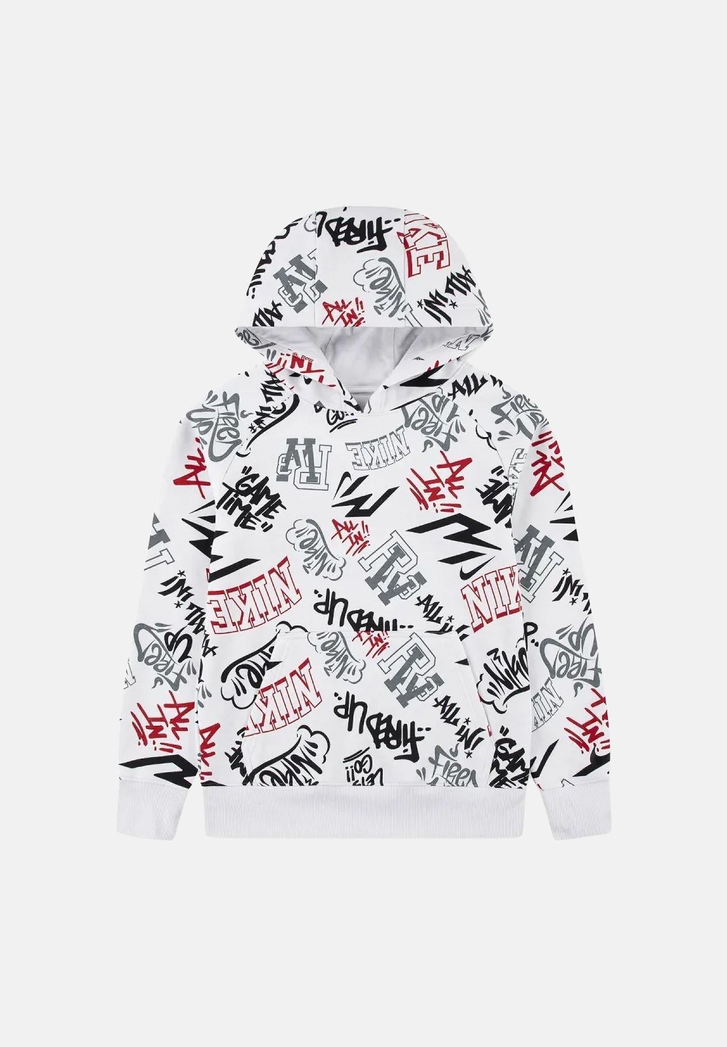 NIKE Felpa con cappuccio RWB GRAFFITI TAG bianca da bambino 9Q1203 001 NIKE 