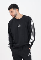 ADIDAS PERFORMANCE Felpa girocollo Essentials 3-Stripes Fleece nera da uomo JE6304  ADIDAS PERFORMANCE 