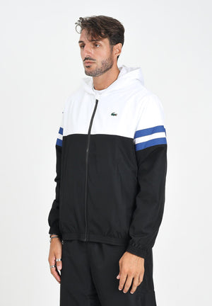 LACOSTE Giacca a vento nera, bianca e blu da uomo con logo BH4776 7LI LACOSTE 