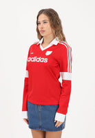 ADIDAS ORIGINALS Polo a manica lunga Graphic Football rossa da donna JW0272 . ADIDAS ORIGINALS 