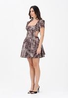 ELISABETTA FRANCHI Abito corto cacao da donna con stampa all-over a tema alligatore AB89561E2 644 ELISABETTA FRANCHI 