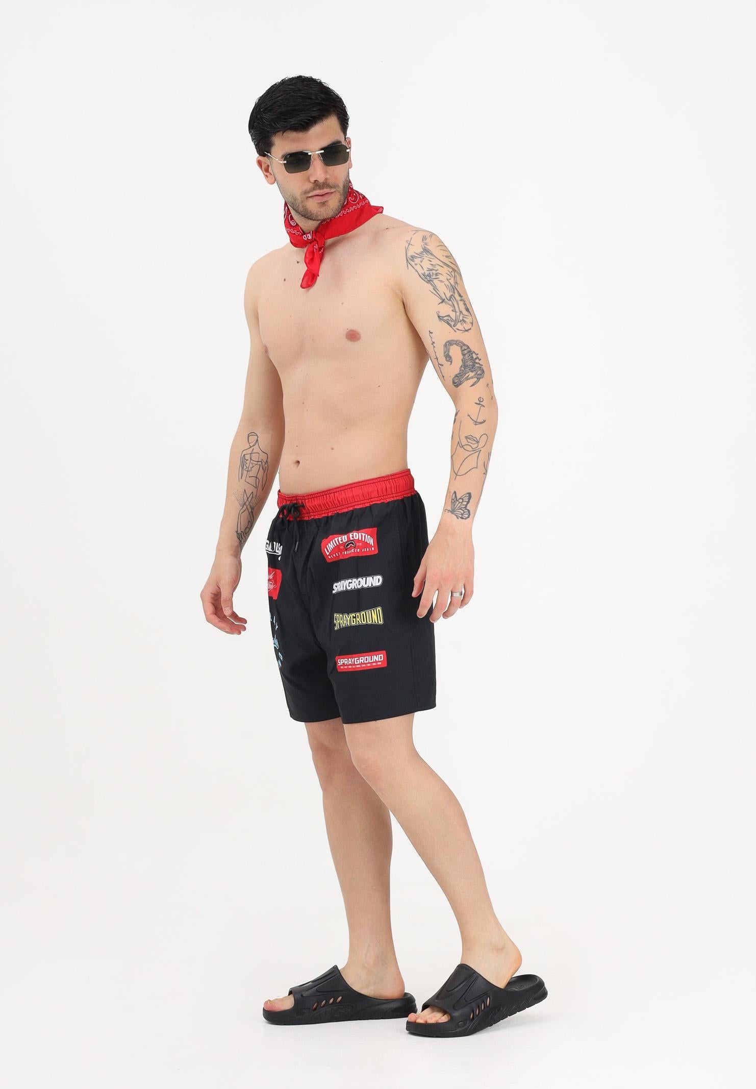 SPRAYGROUND Shorts mare SG Logo Patches nero da uomo 910SWM2043 . SPRAYGROUND 