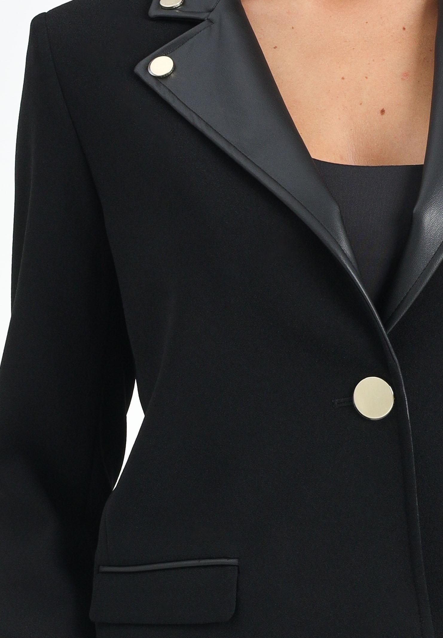 ARMANI EXCHANGE Giacca nera da donna con revers in ecopelle XW000676AF16149 UC001 ARMANI EXCHANGE 