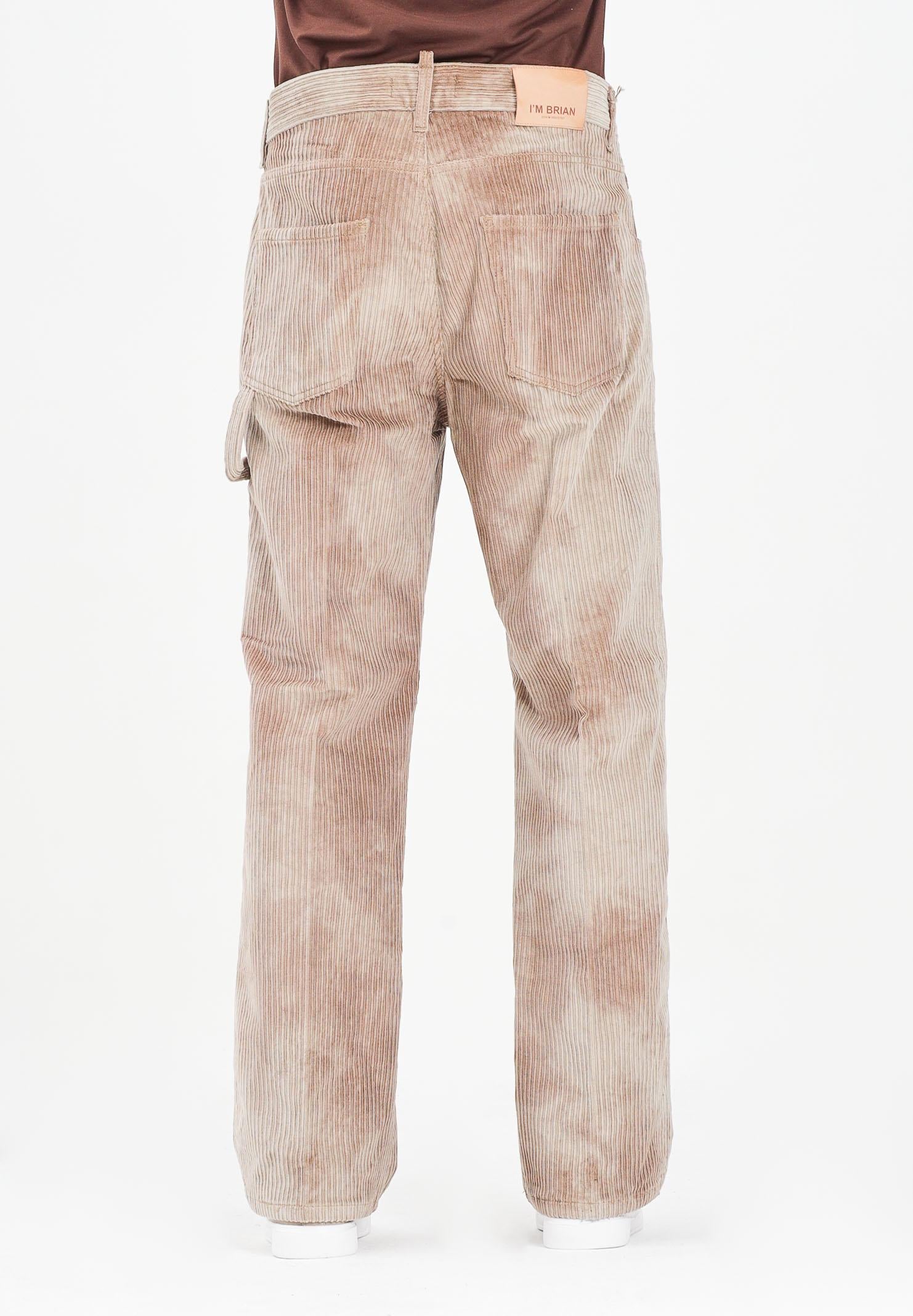 I'M BRIAN Pantalone da uomo in velluto a coste color beige effetto tie-dye JASON2925 0025 I'M BRIAN 
