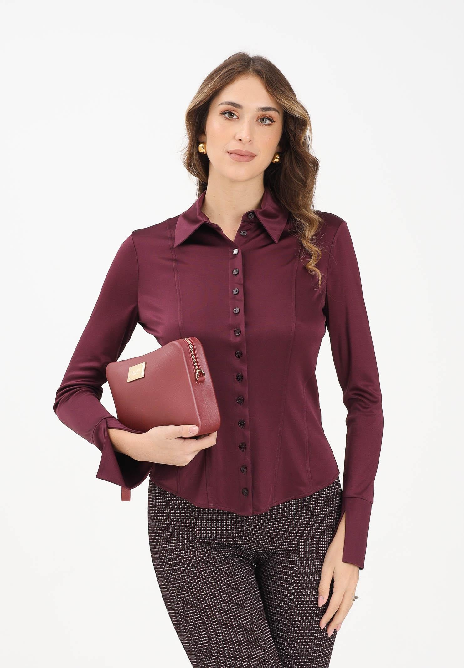 PATRIZIA PEPE Camicia a manica lunga bordeaux da donna 8C0784J303 M536 PATRIZIA PEPE 
