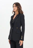 ELISABETTA FRANCHI Giacca monopetto nera da donna con dettagli gioiello GI17556E2 110 ELISABETTA FRANCHI 