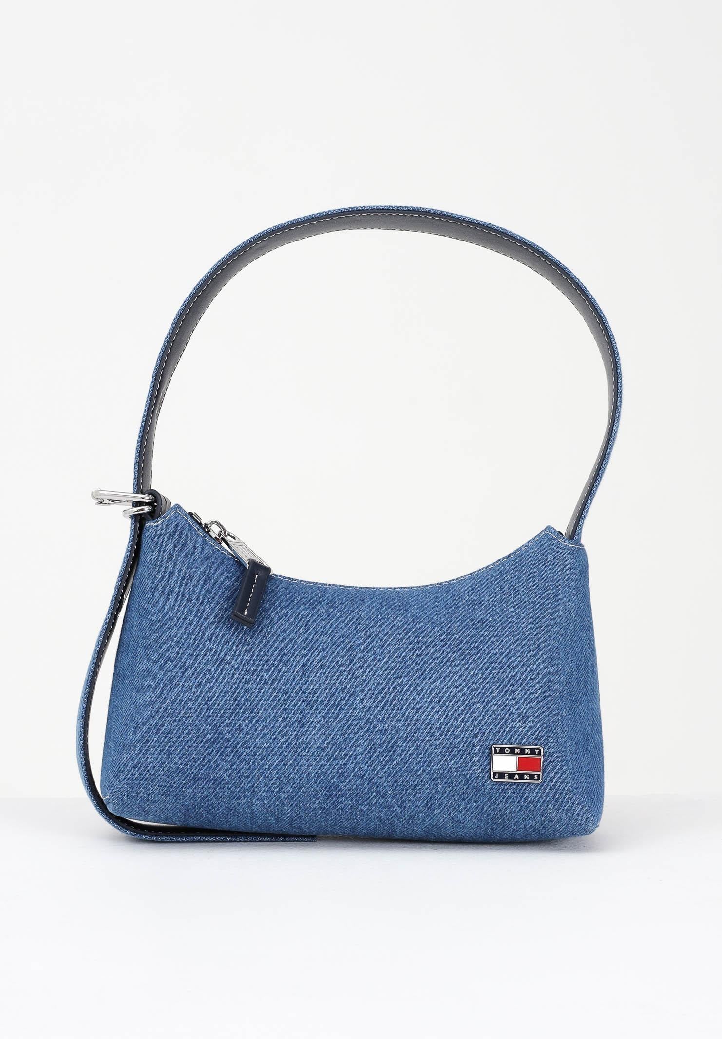 TOMMY JEANS Borsa a spalla in denim blu da donna con logo AW0AW17877 1AF TOMMY JEANS 