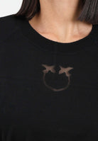 PINKO Maglioncino girocollo nero da donna con logo Love Birds 105417A18M Z99 PINKO 
