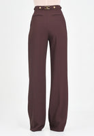 ELISABETTA FRANCHI Pantalone elegante bordeaux da donna con accessorio gioiello PA09956E2 EA4 ELISABETTA FRANCHI 
