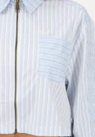 ADIDAS ORIGINALS Camicia a manica lunga Popeline bianca e azzurra da donna KC8870 . ADIDAS ORIGINALS 